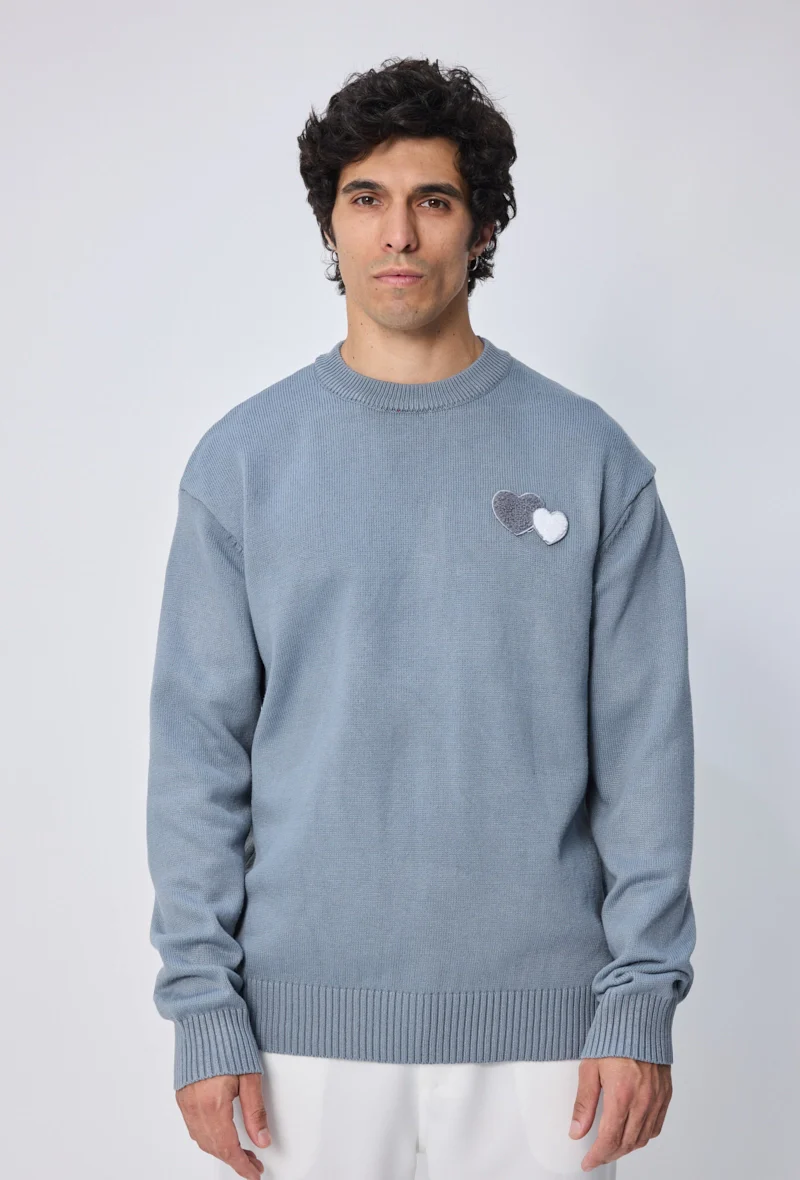Pull à motif double cœur