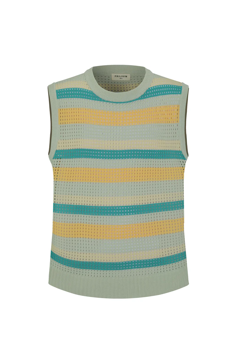 Pull sans manche en maille rayé - Image 10