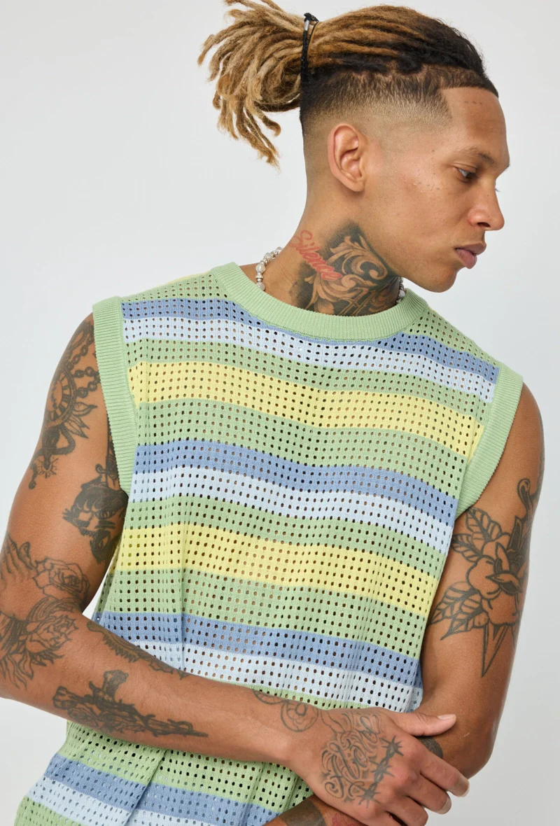Pull sans manche en maille rayé - Image 12