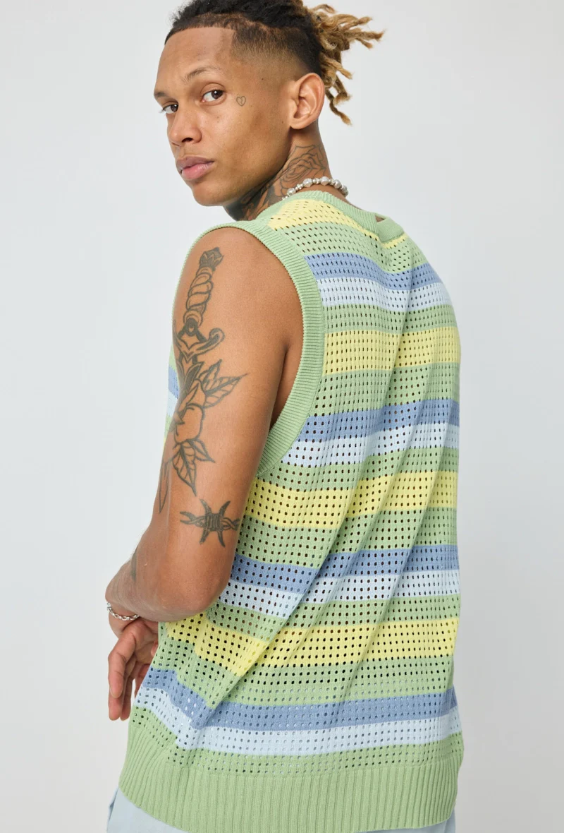 Pull sans manche en maille rayé - Image 14