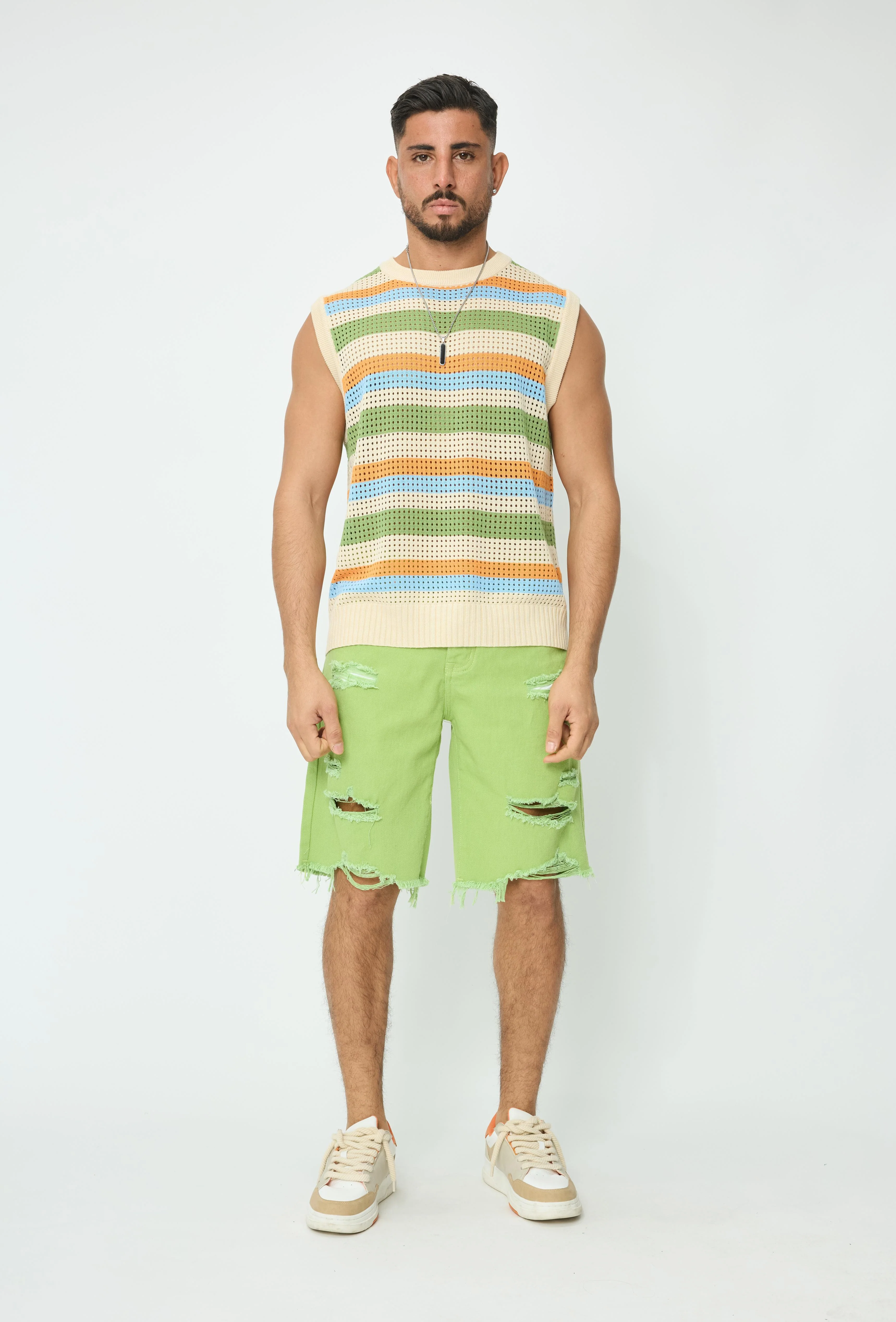 Pull sans manche en maille rayé - Image 5