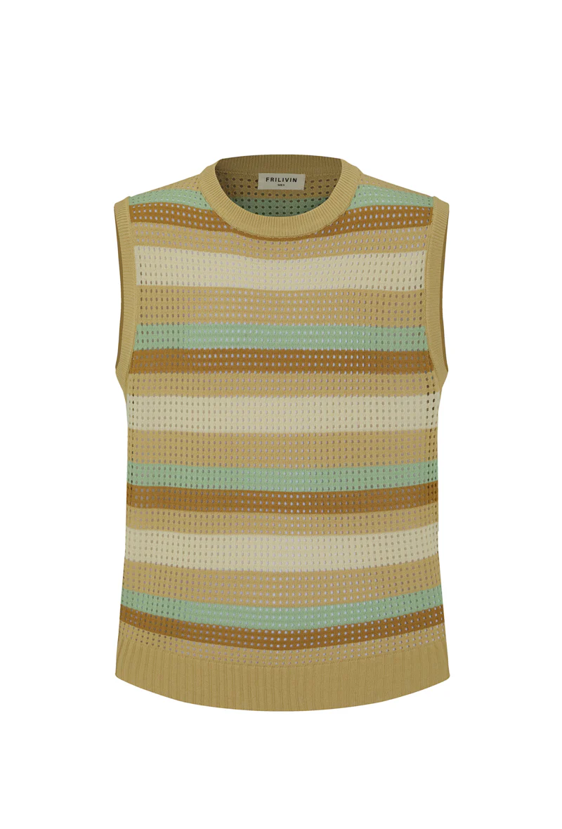 Pull sans manche en maille rayé - Image 8