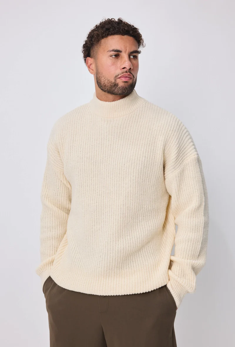 Pull uni col haut