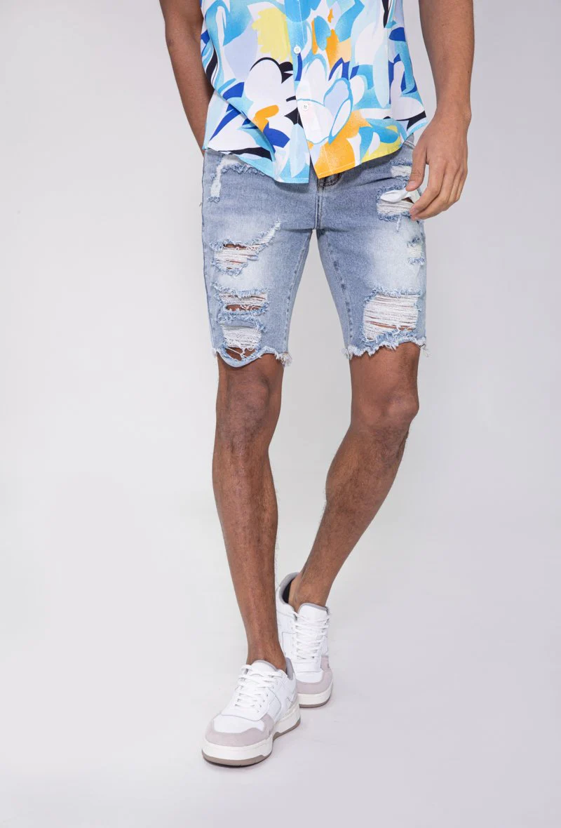 Short jean stretch déchiré