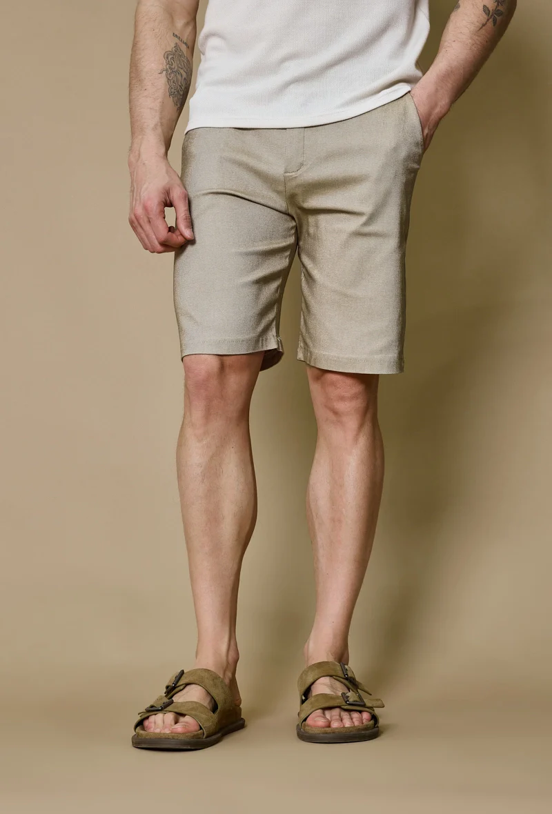 Short uni en toile de style chino