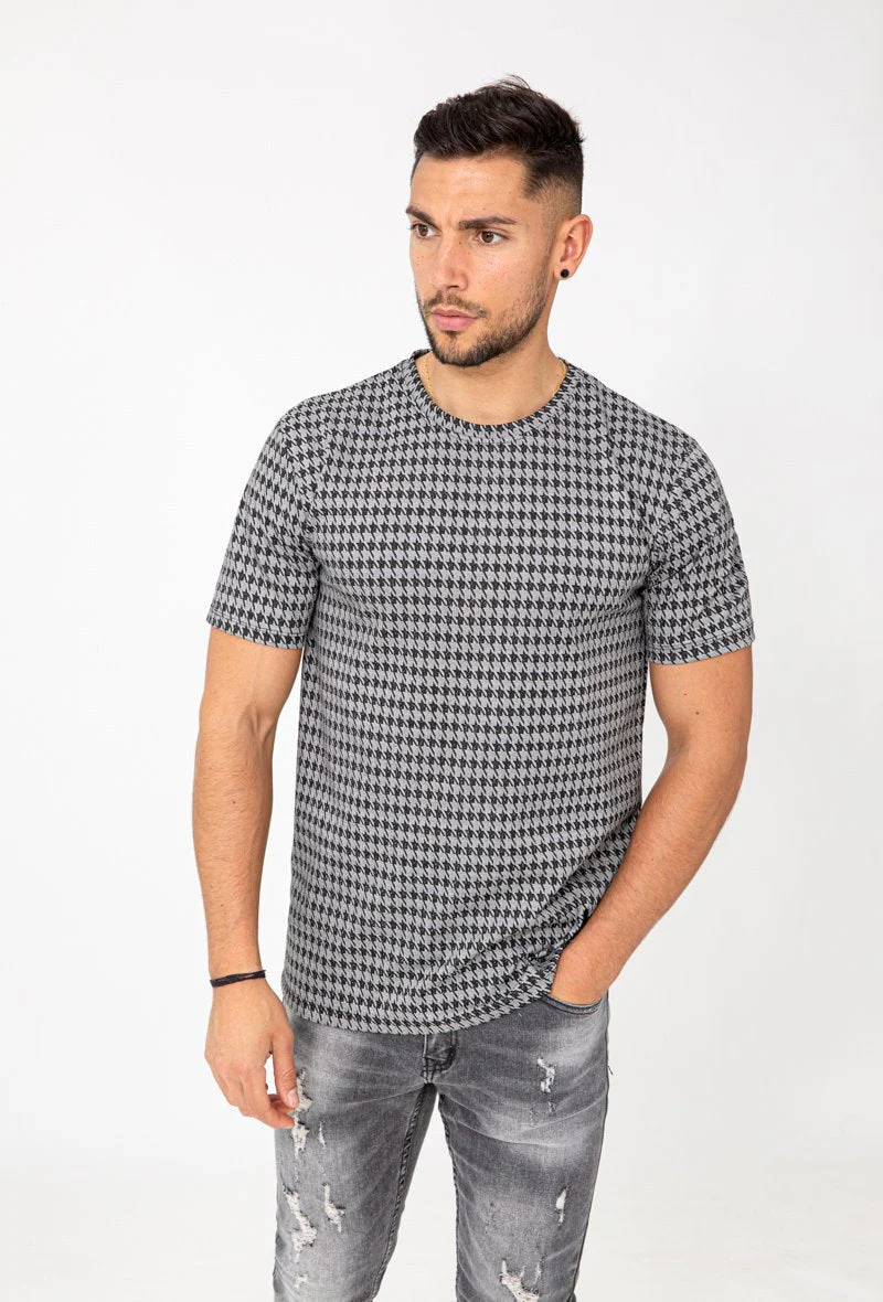 T-shirt à carreaux pieddepoule