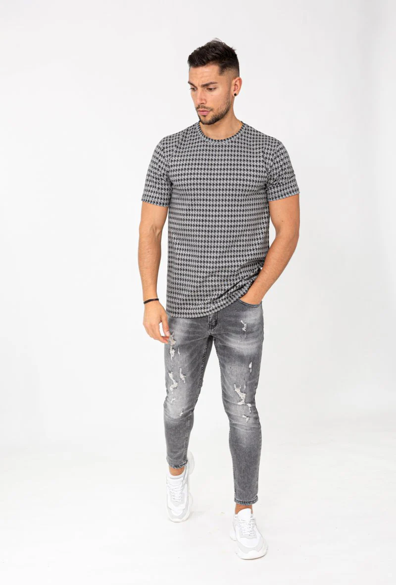 T-shirt à carreaux pieddepoule - Image 3