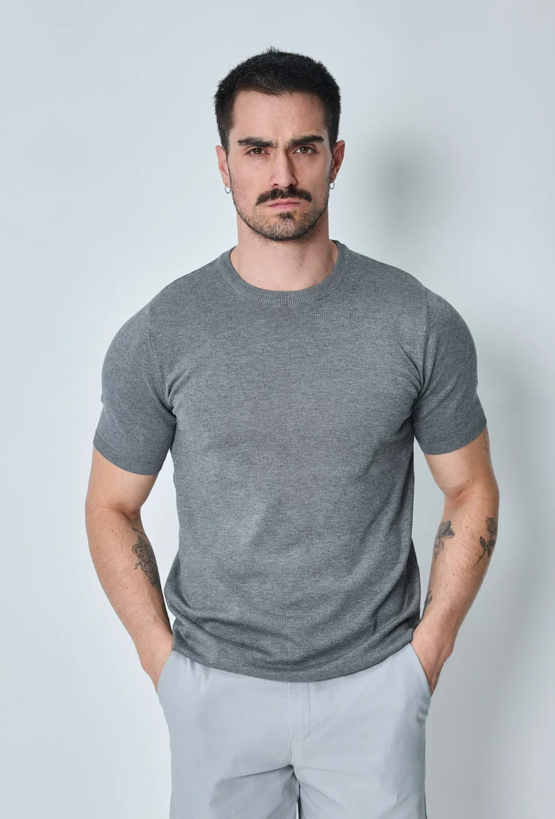 T-shirt manches courtes uni en maille - Image 3