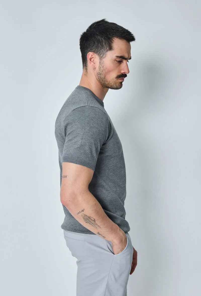 T-shirt manches courtes uni en maille - Image 5