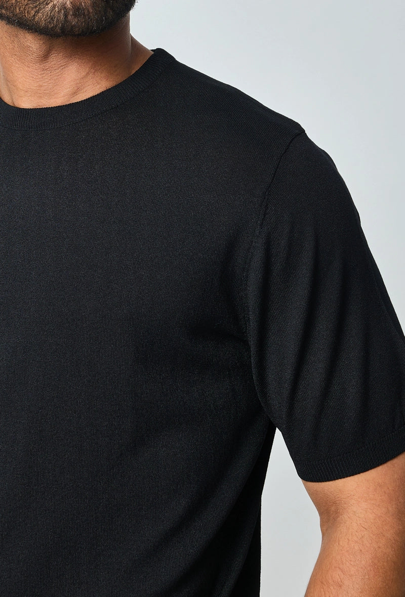 T-shirt fin manches courtes uni en maille - Image 15