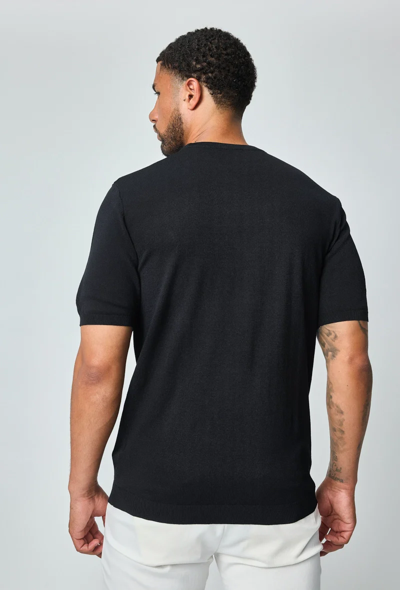 T-shirt fin manches courtes uni en maille - Image 16