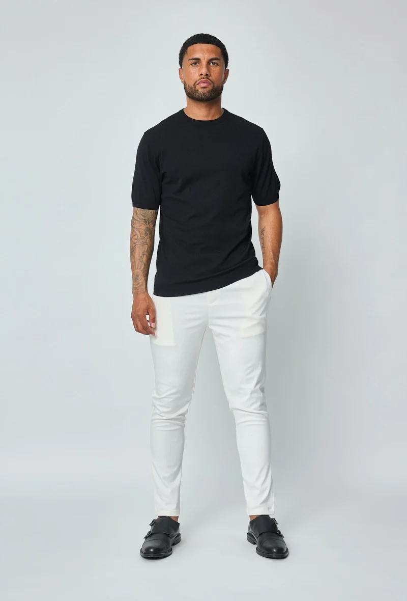 T-shirt fin manches courtes uni en maille - Image 17