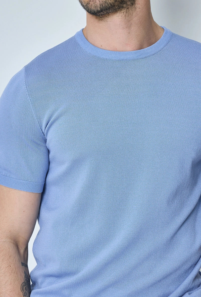 T-shirt fin manches courtes uni en maille - Image 3