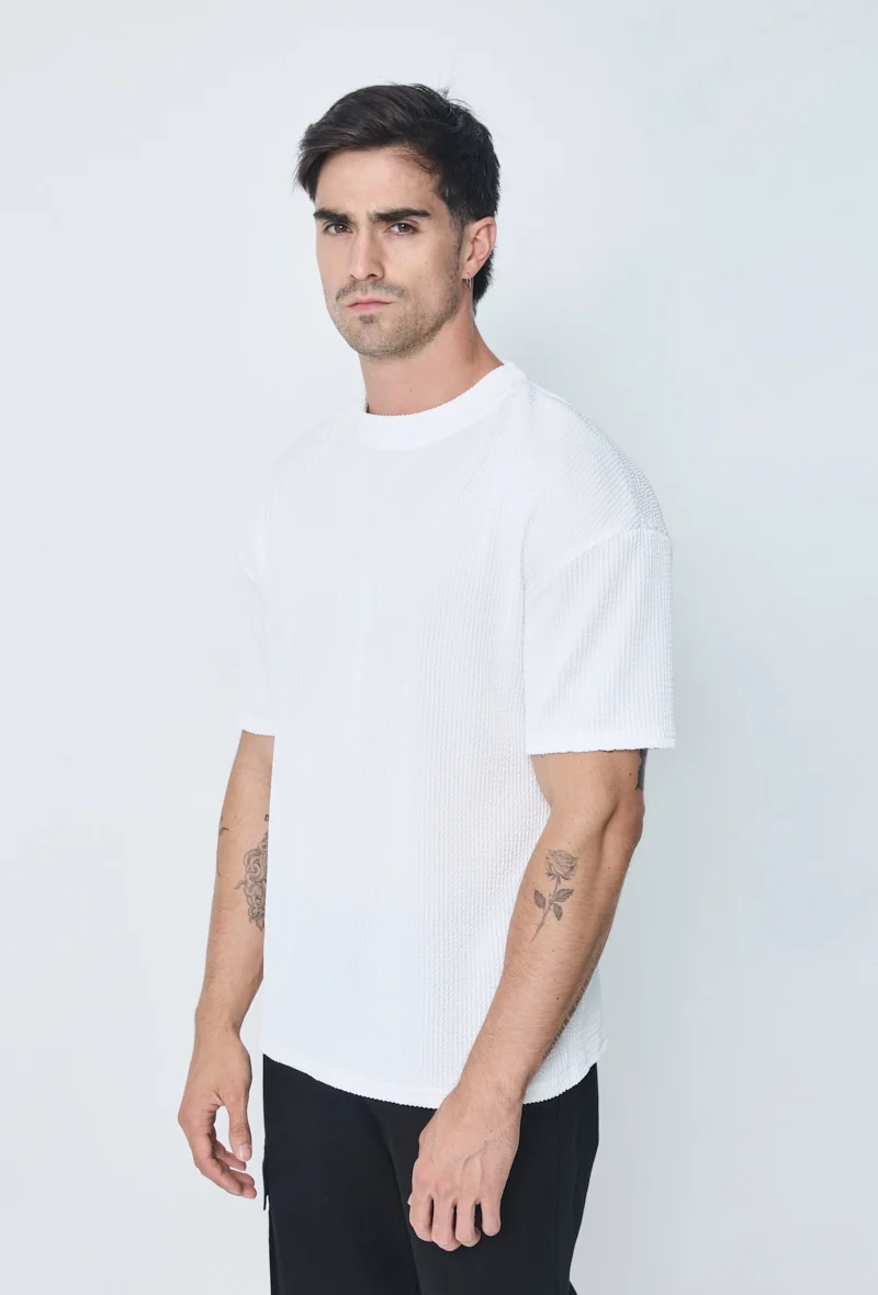 T-shirt plissé uni - Image 3