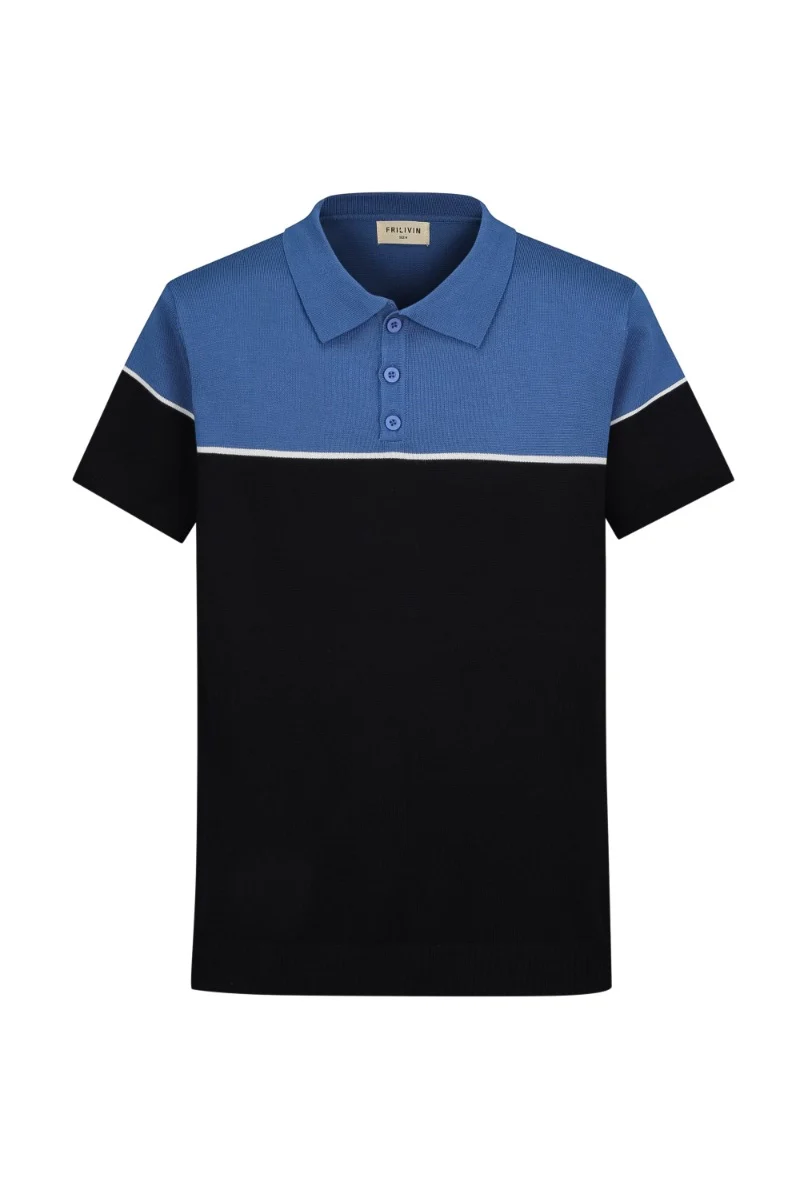 T-shirt polo en maille bicolore - Image 3
