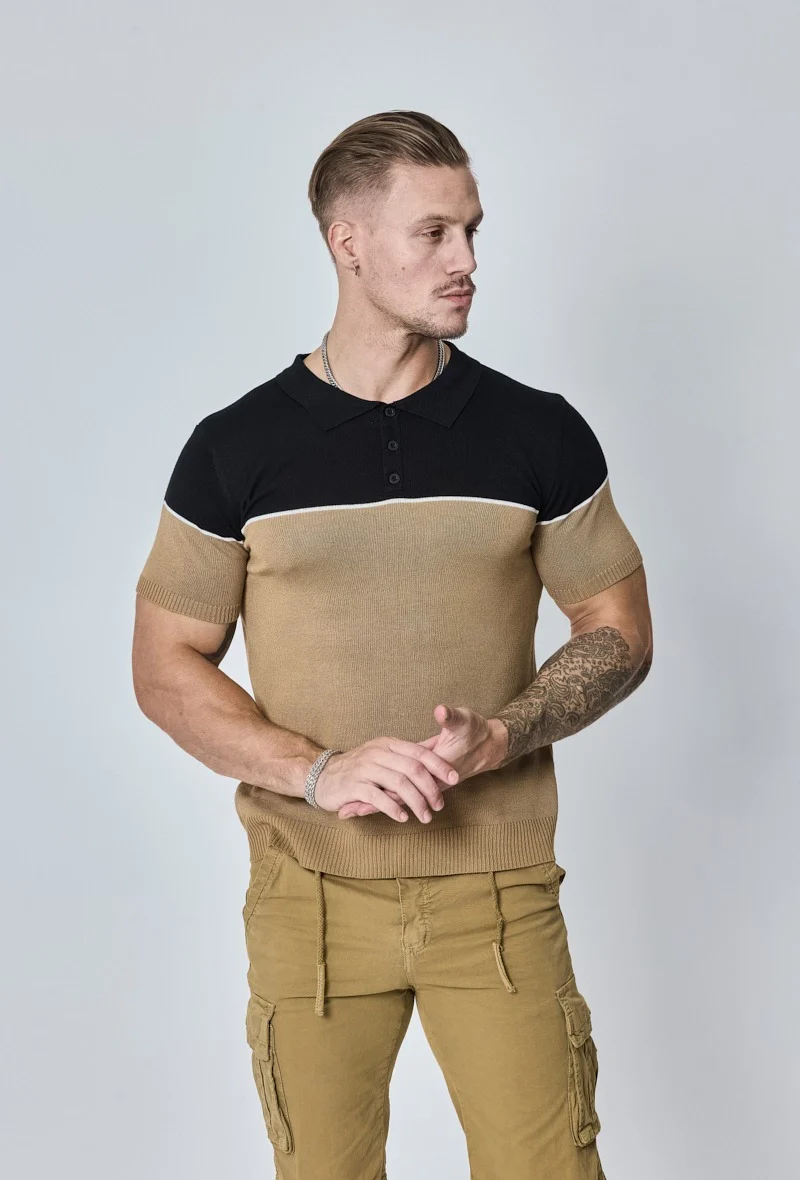 T-shirt polo en maille bicolore - Image 5