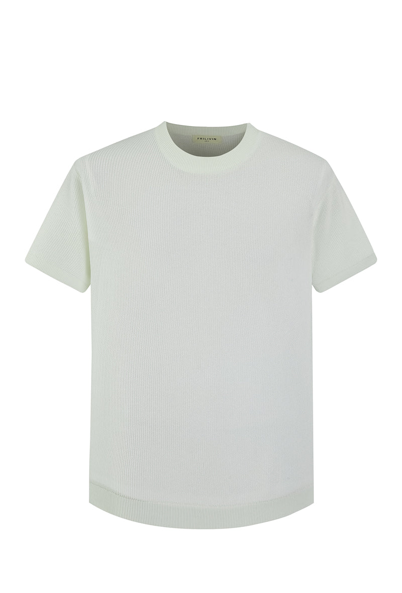 T-shirt uni en maille manches courtes - Image 5