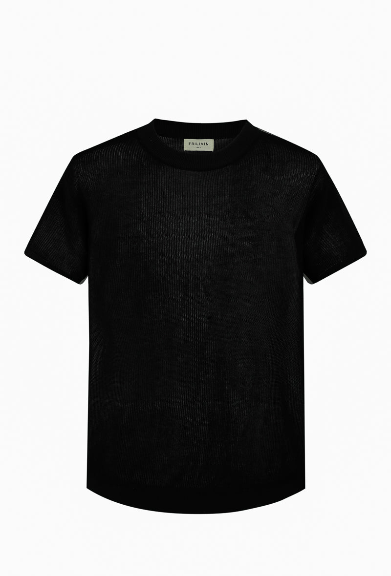 T-shirt uni en maille manches courtes - Image 7