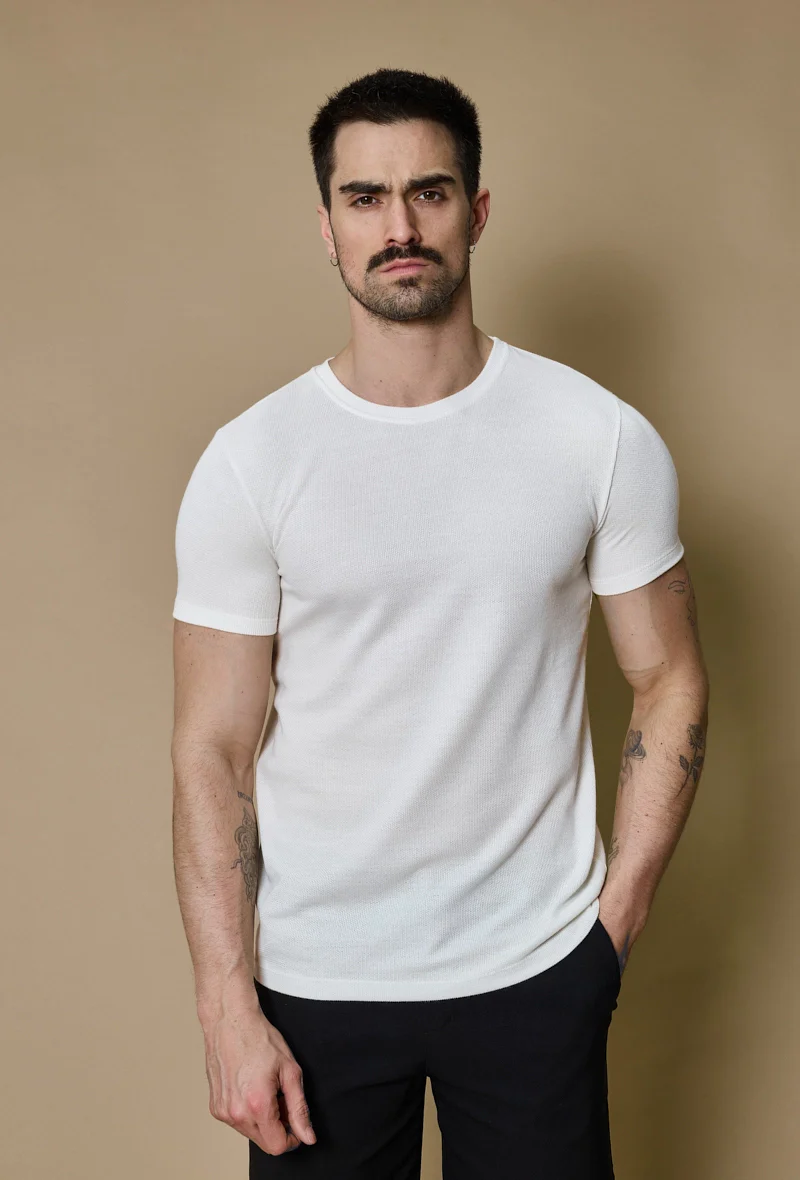 T-shirt uni en maille - Image 13