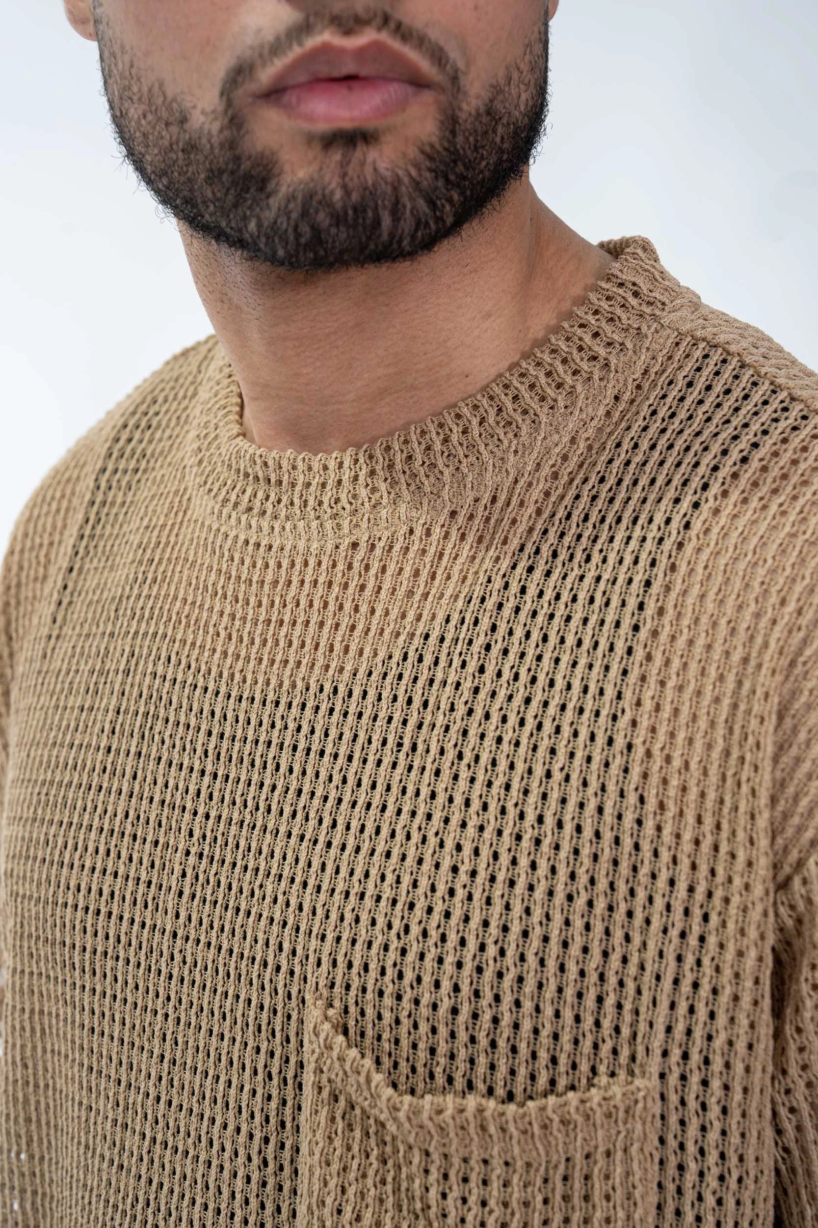 T-shirt uni en maille transparente manches courtes col rond - Image 15