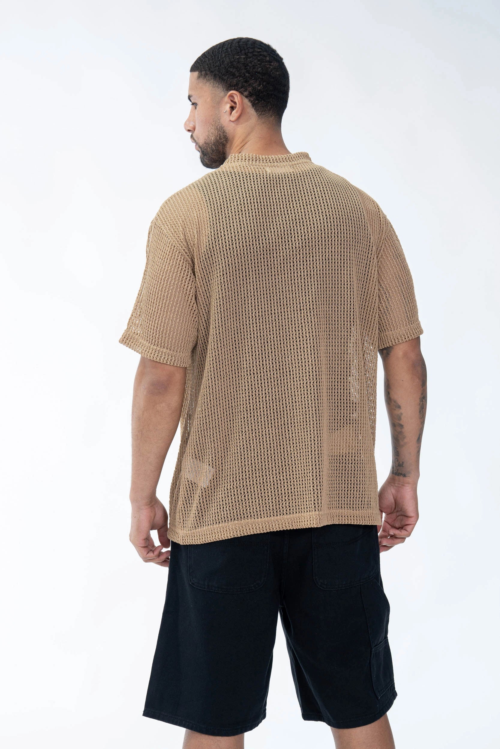 T-shirt uni en maille transparente manches courtes col rond - Image 18