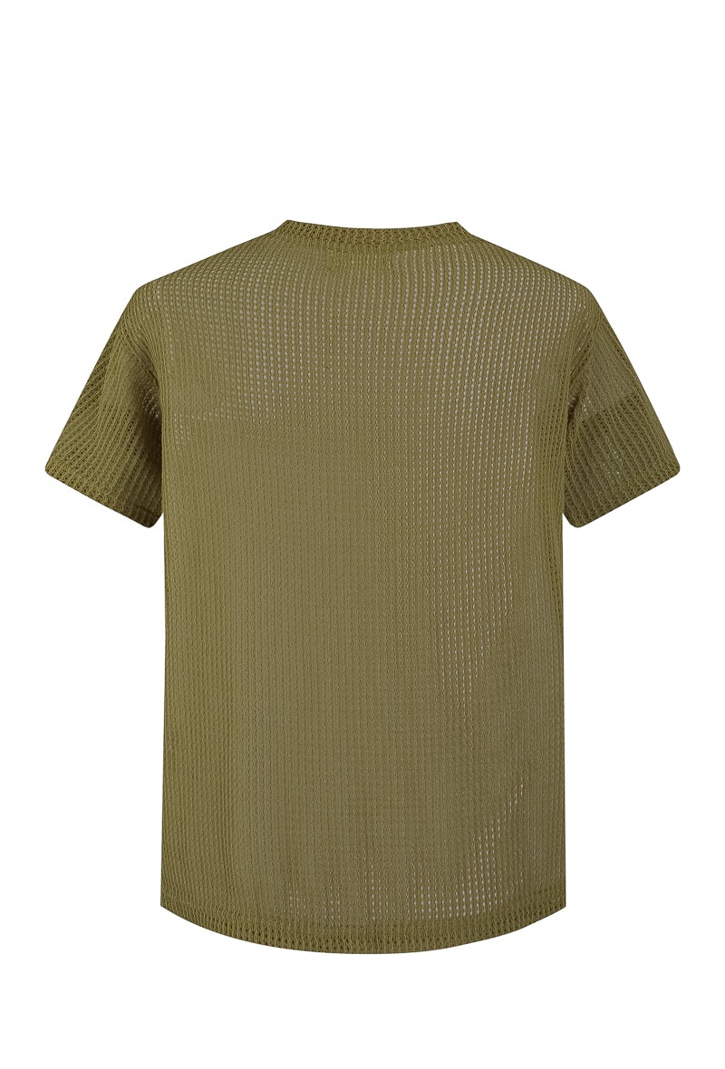 T-shirt uni en maille transparente manches courtes col rond - Image 20