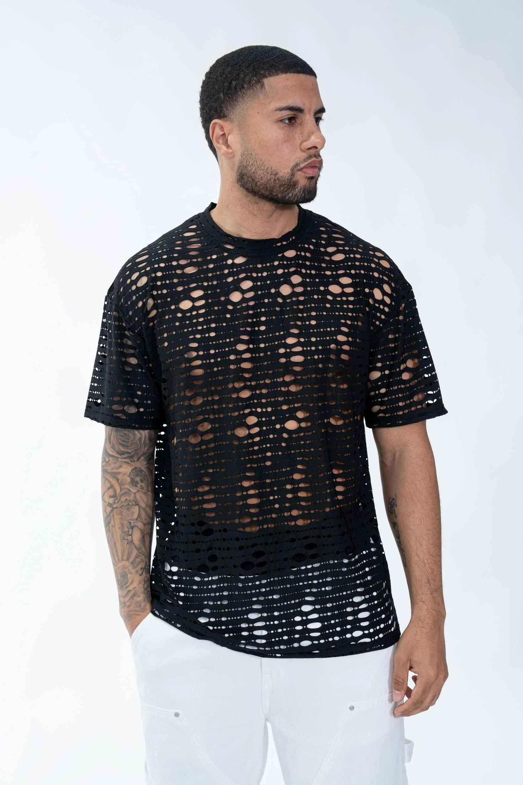 T-shirt uni évidé - Image 7