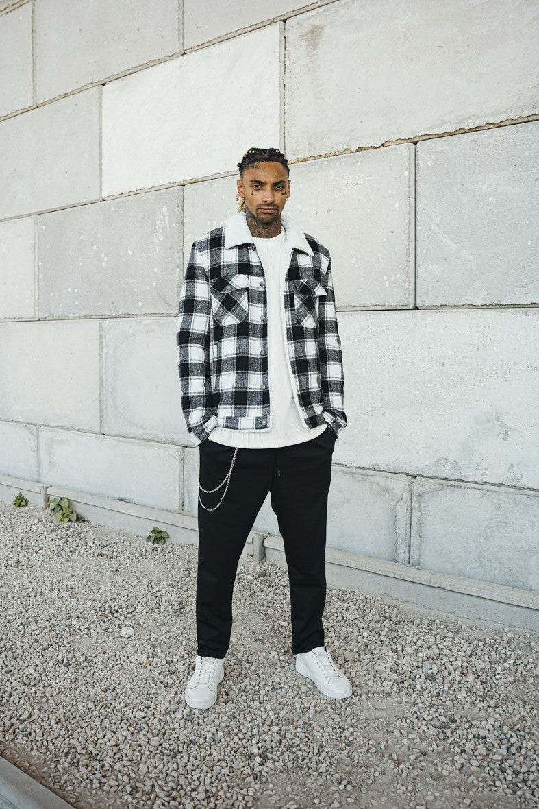 Veste à carreaux avec col mouton - Image 5