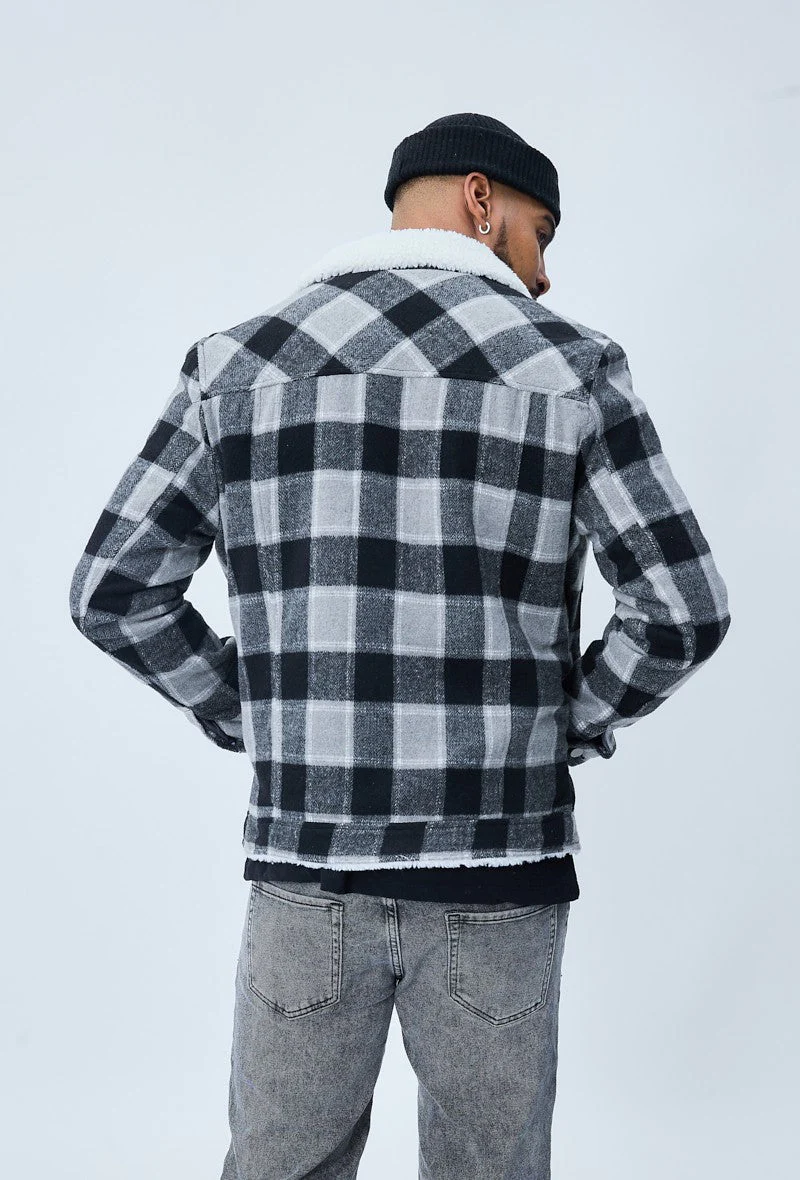 Veste à carreaux avec col mouton - Image 8