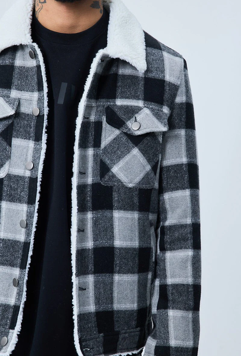 Veste à carreaux avec col mouton - Image 9