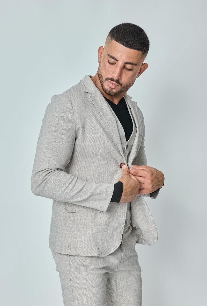 Veste blazer stretch à uni - Image 2