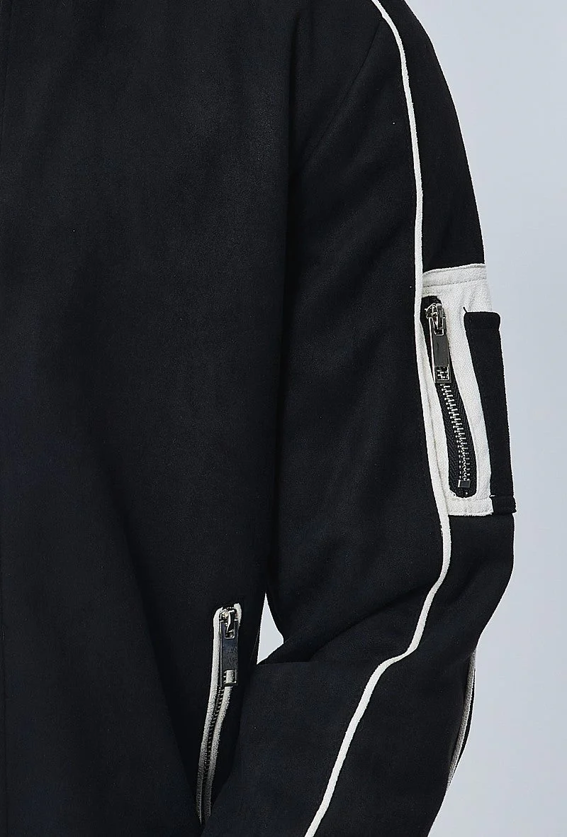Veste bomber simili daim à liseré sur les manches - Image 12