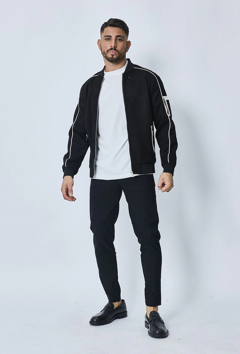 Veste bomber simili daim à liseré sur les manches - Image 13