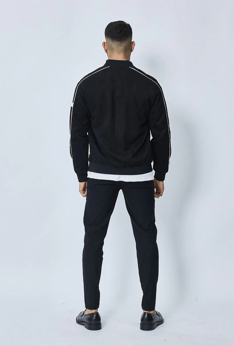 Veste bomber simili daim à liseré sur les manches - Image 15