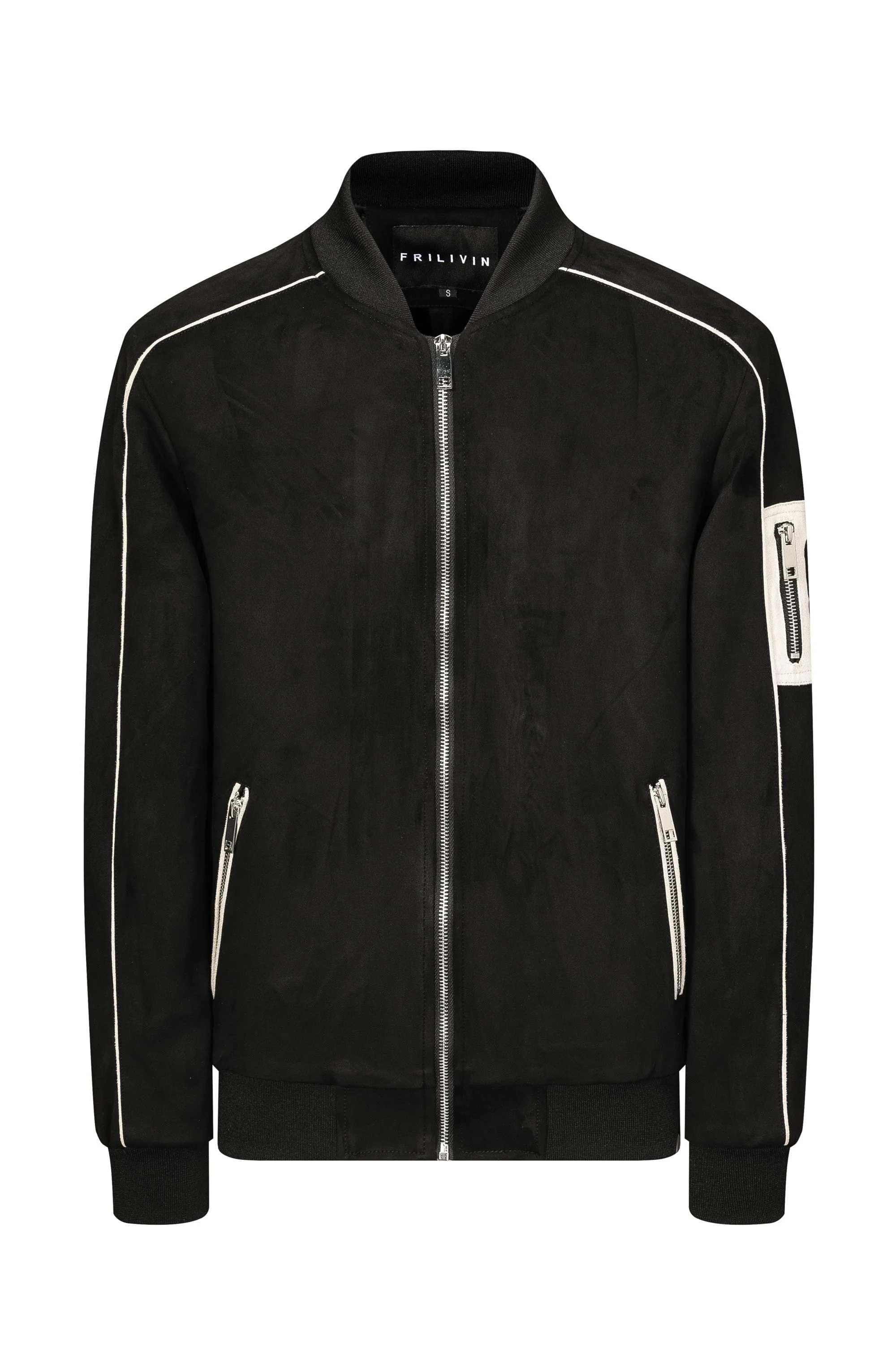 Veste bomber simili daim à liseré sur les manches - Image 16