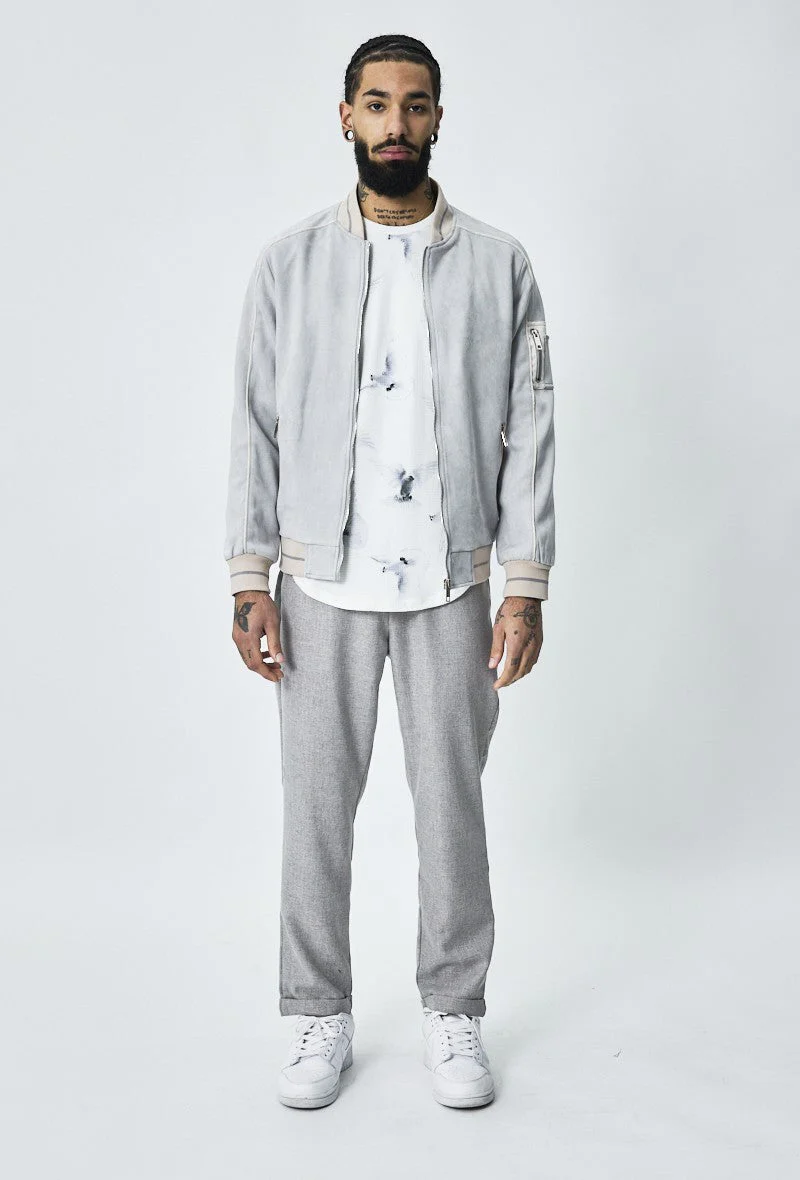 Veste bomber simili daim à liseré sur les manches - Image 3