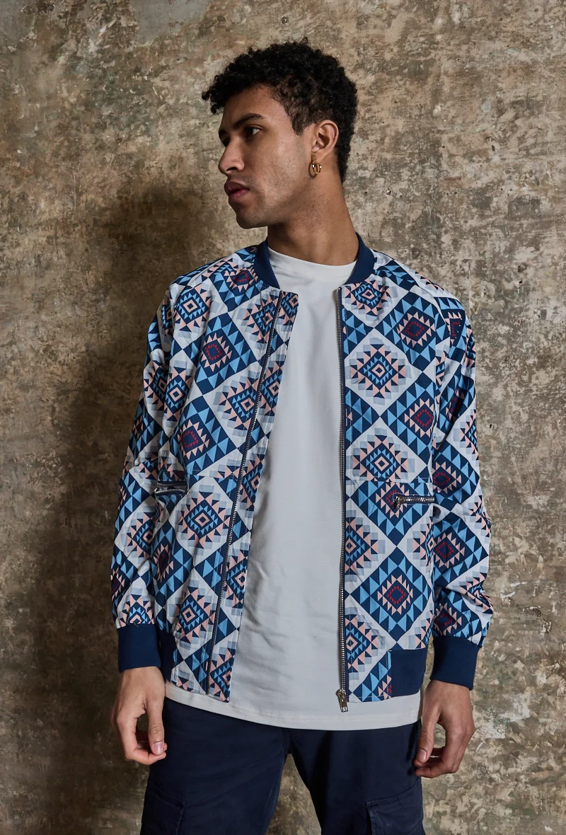 Veste bombers fine à motifs géometriques - Image 3