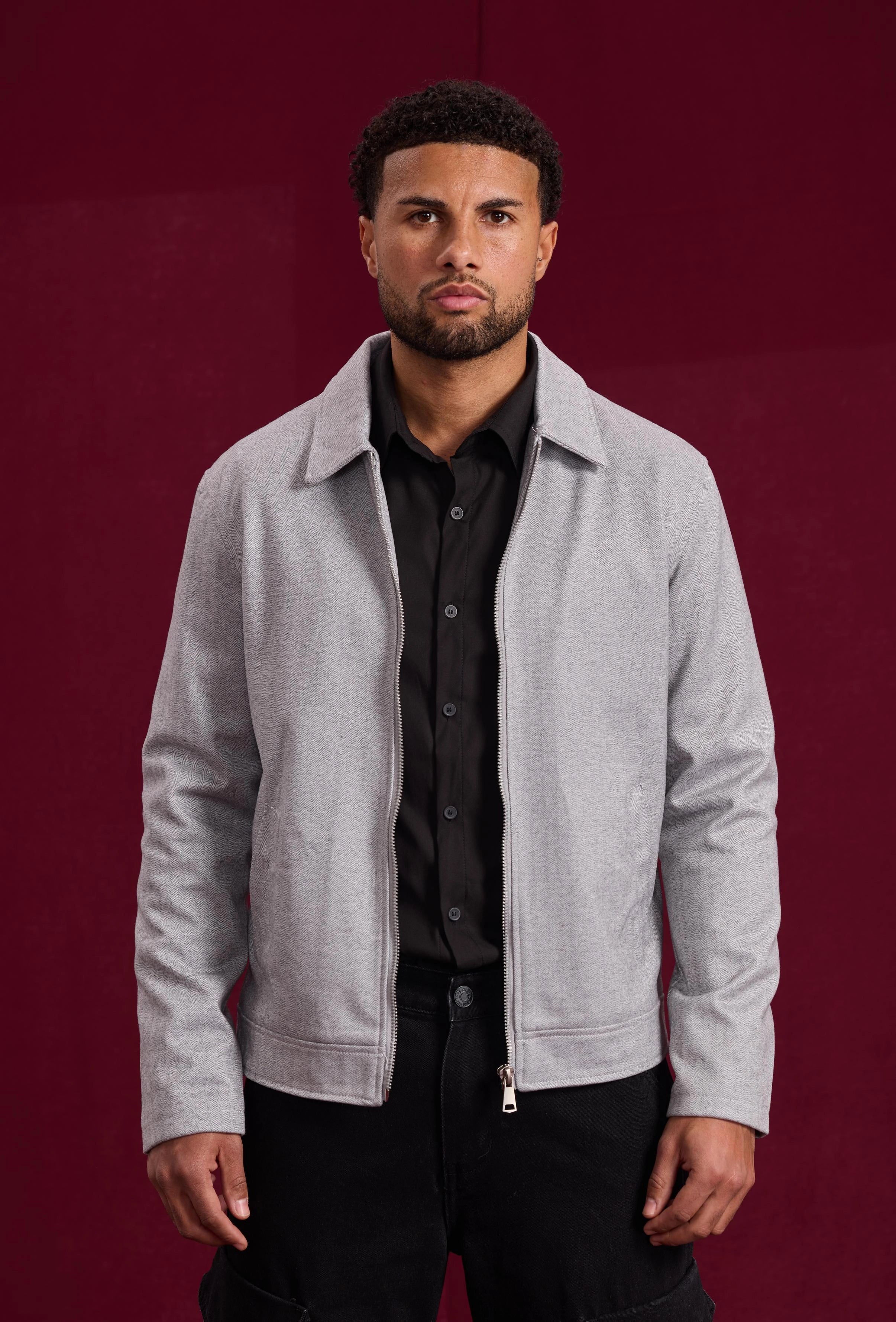 Veste mi-saison zippée col chemise